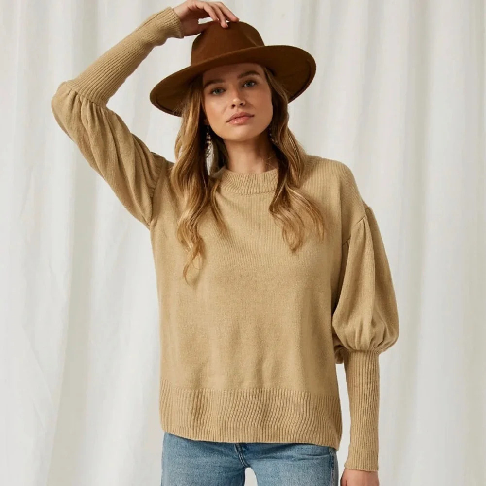 Hayden Cuff Detail Pullover Knit Oversized Sweater